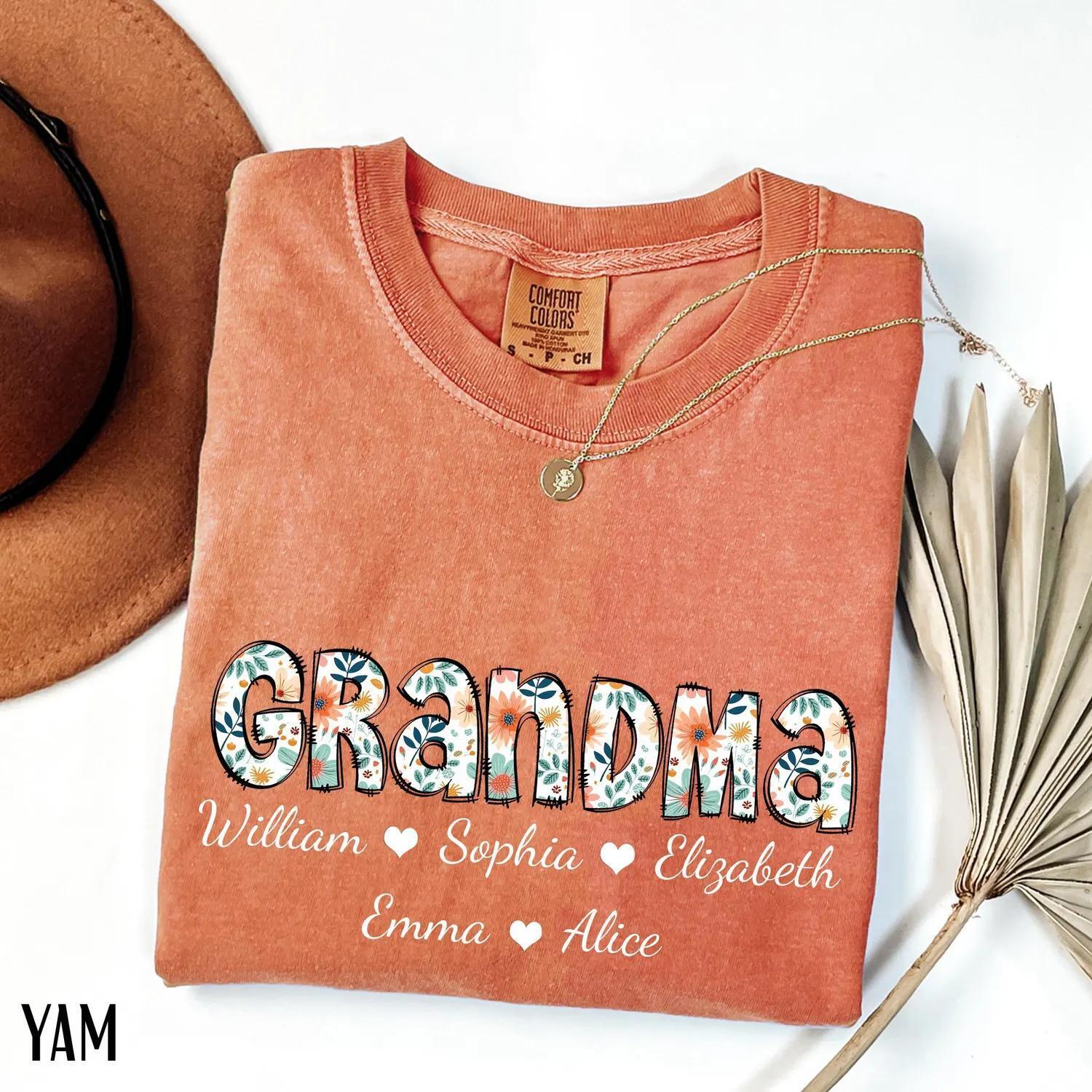 Gncoceanclb Grandma Shirt With Grandkids Names, Grandma Shirt